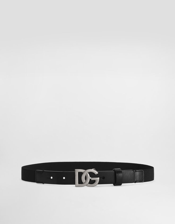 Dolce & Gabbana Ceinture en tissu extensible et cuir de veau Noir EC0086AQ616