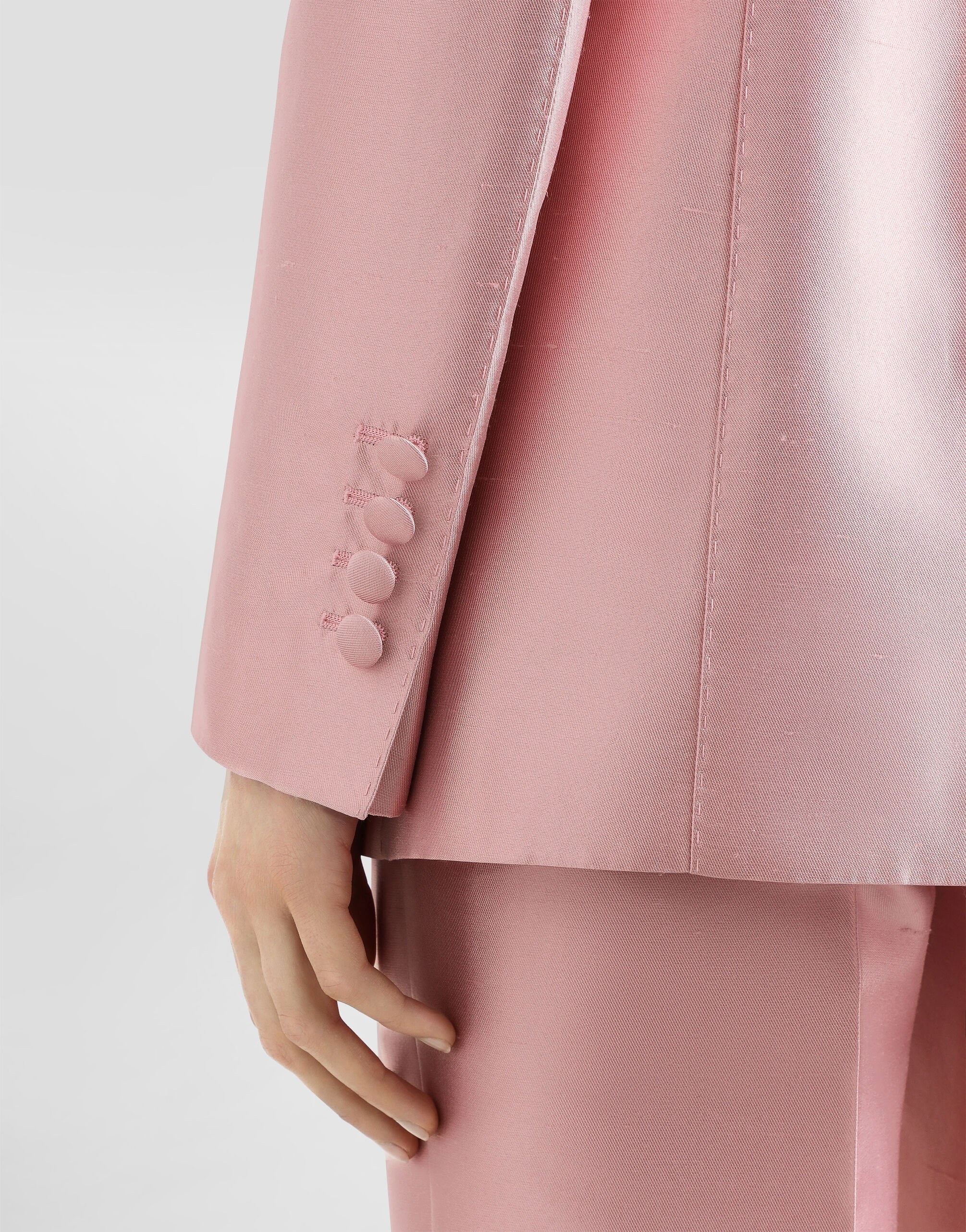 Silk shantung single-breasted jacket in Pink for Women