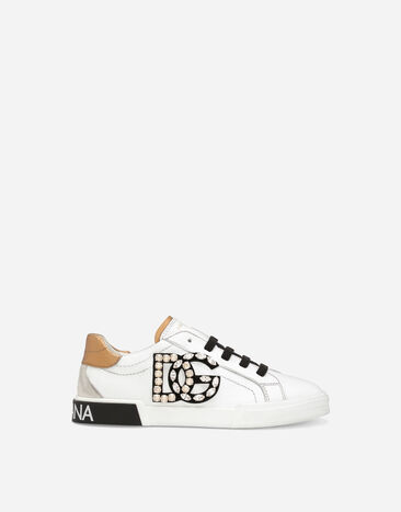 Dolce&Gabbana Sneaker Portofino Vintage aus Kalbsleder Weiss L5JTKTG7J7W