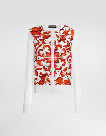 Dolce & Gabbana Majolica-print silk and twill cardigan Multicolor FXV10TJBSP8