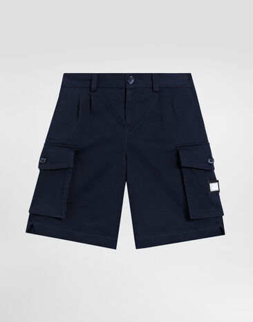Dolce & Gabbana Gabardine shorts with branded tag Blue L43Q70FUFL3