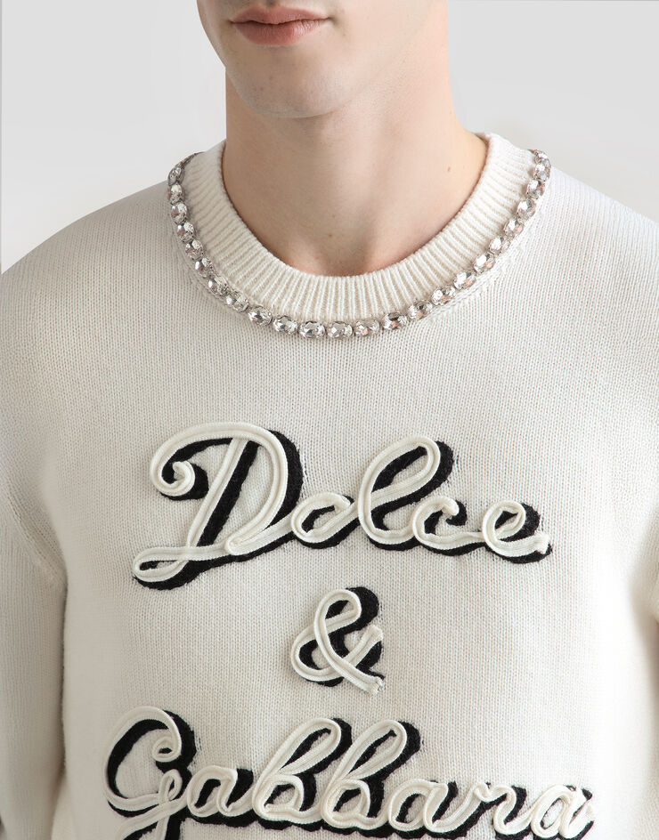 Dolce & Gabbana Wool pullover with intarsia White GXX01ZJDVC3