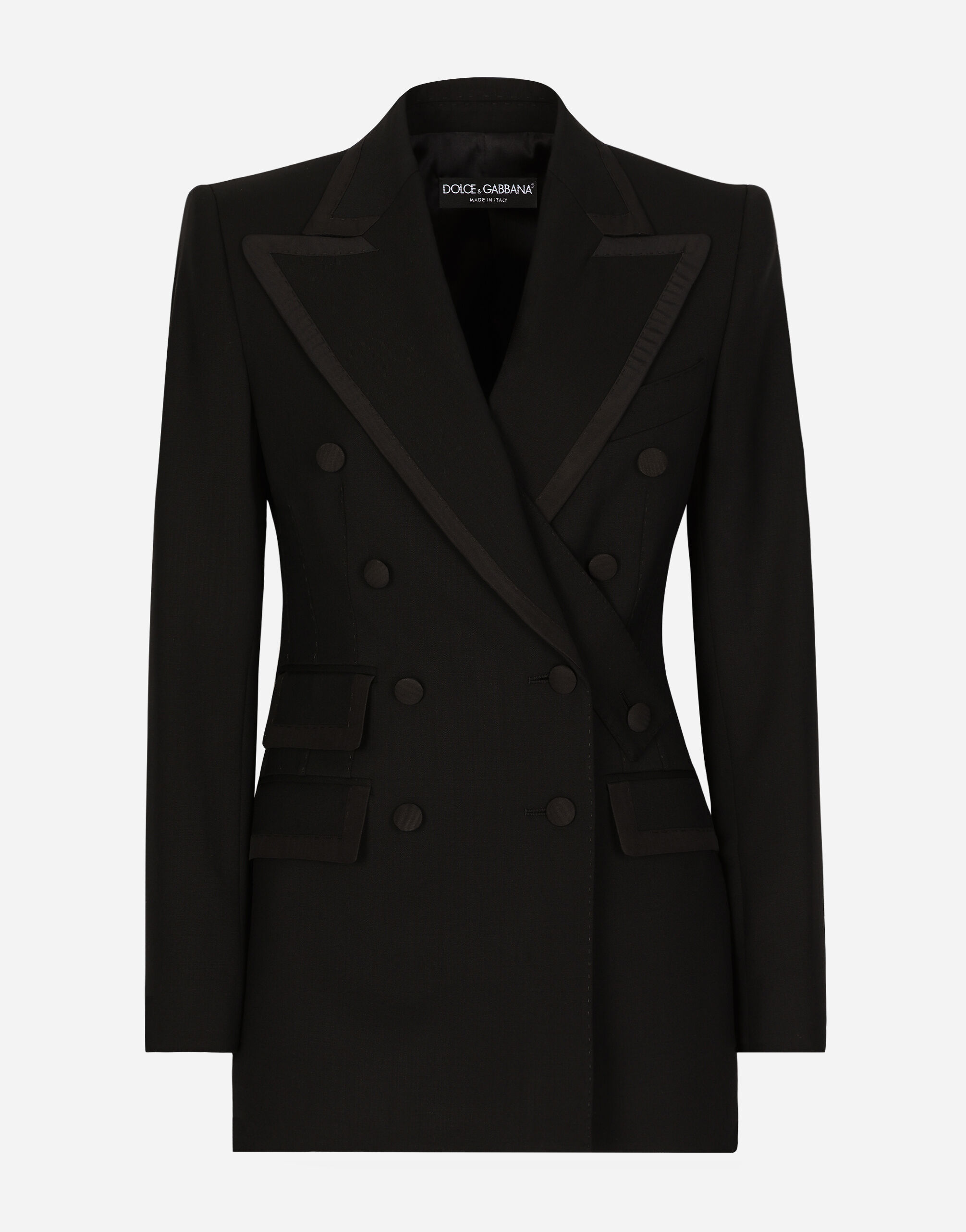 Dolce & Gabbana Double-breasted twill Turlington tuxedo jacket Print F0E1YTIS1VH