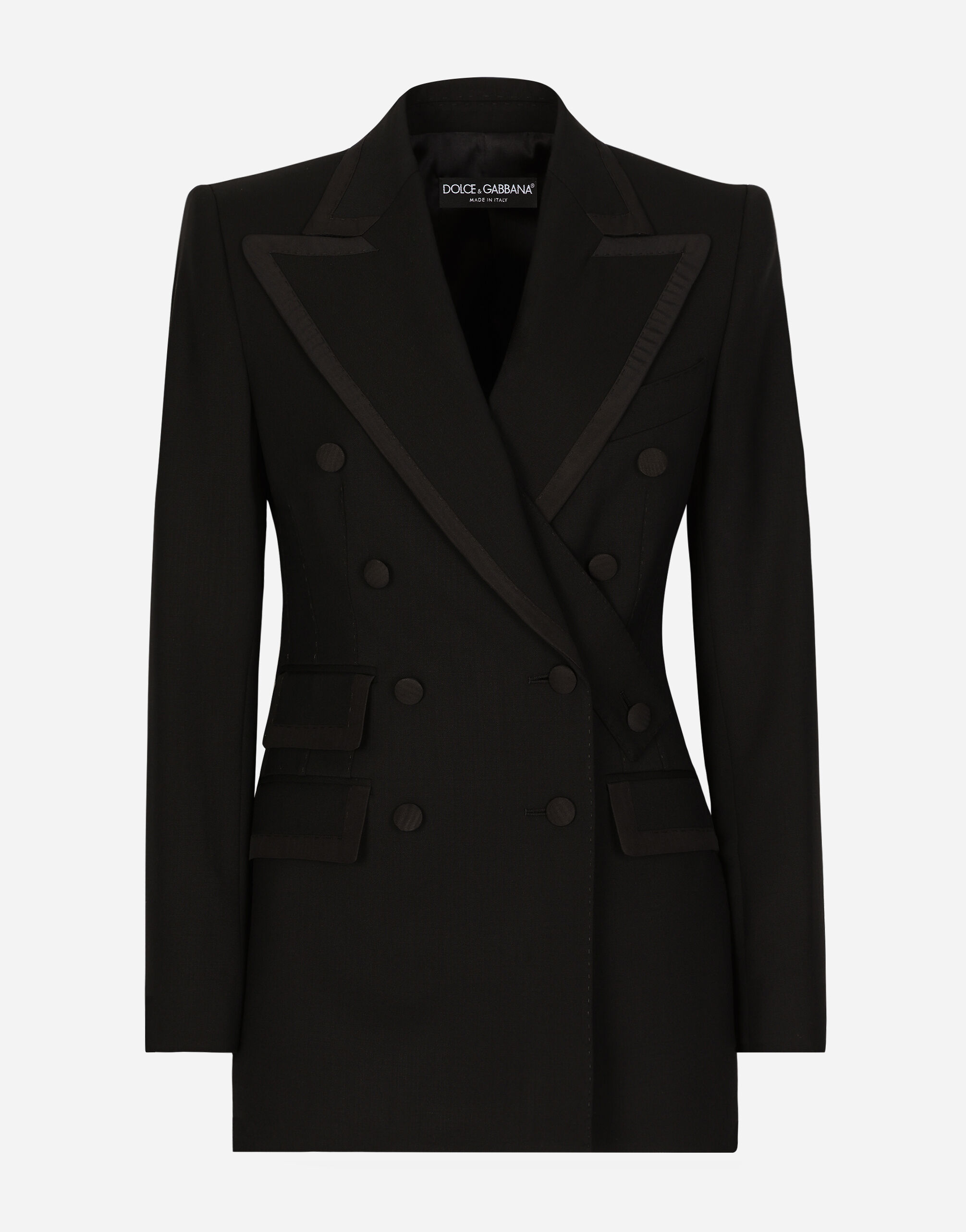 Dolce & Gabbana Chaqueta Turlington de esmoquin con botonadura doble de sarga Negro F0D1OTFUMG9