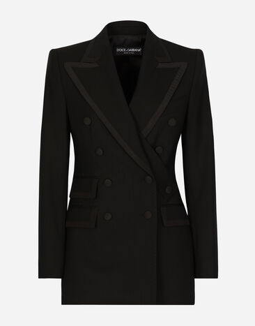 Dolce & Gabbana Veste de smoking croisée Turlington en sergé Imprimé F0AH2THI1BD