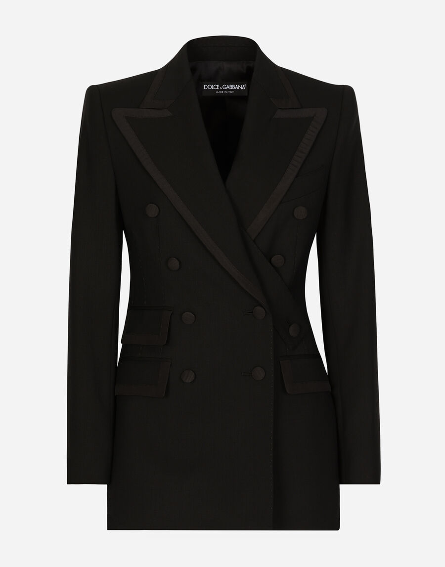 Double-breasted twill Turlington tuxedo jacket