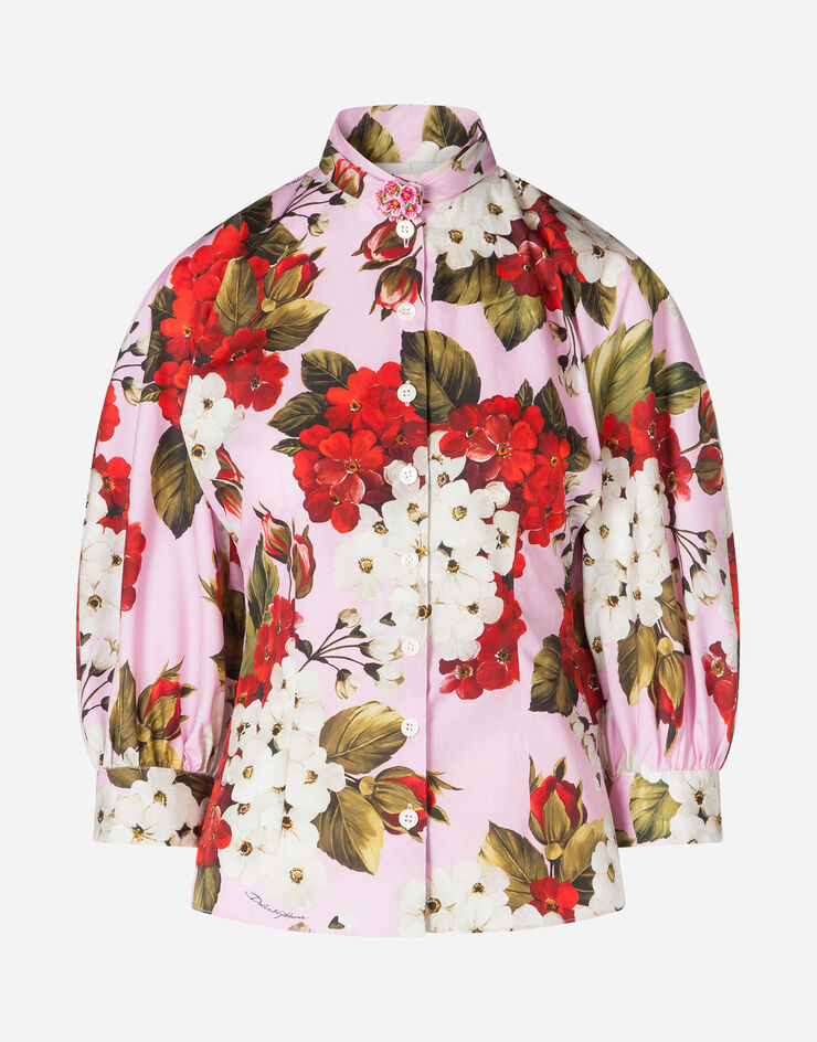 Dolce & Gabbana GERANIUM-PRINT POPLIN SHIRT FLORAL PRINT F5M44THS5GF