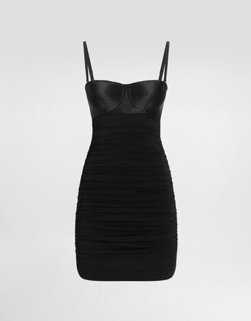Dolce & Gabbana Short organzine corset dress with draping Black F6JSVTFUIAU