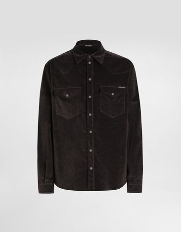 Dolce & Gabbana Fine-wale corduroy shirt Grey G5MA1TGJ589