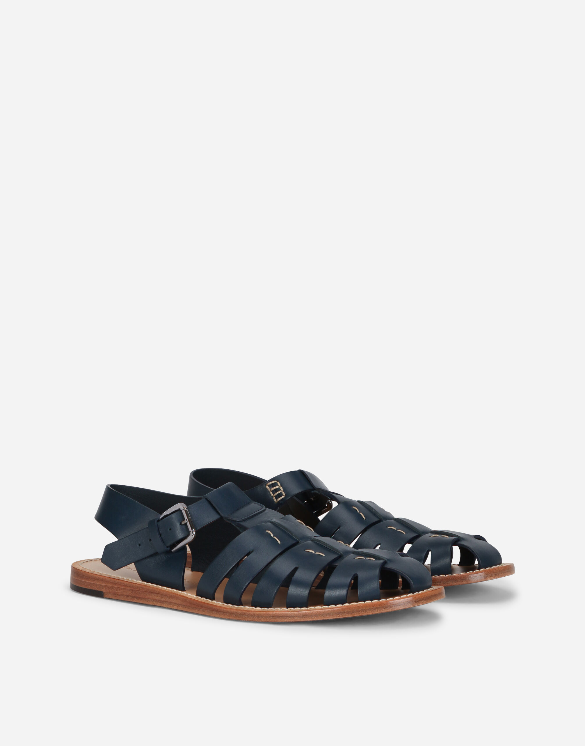 Calfskin pantheon gladiator sandals in Blue for Dolce Gabbana US