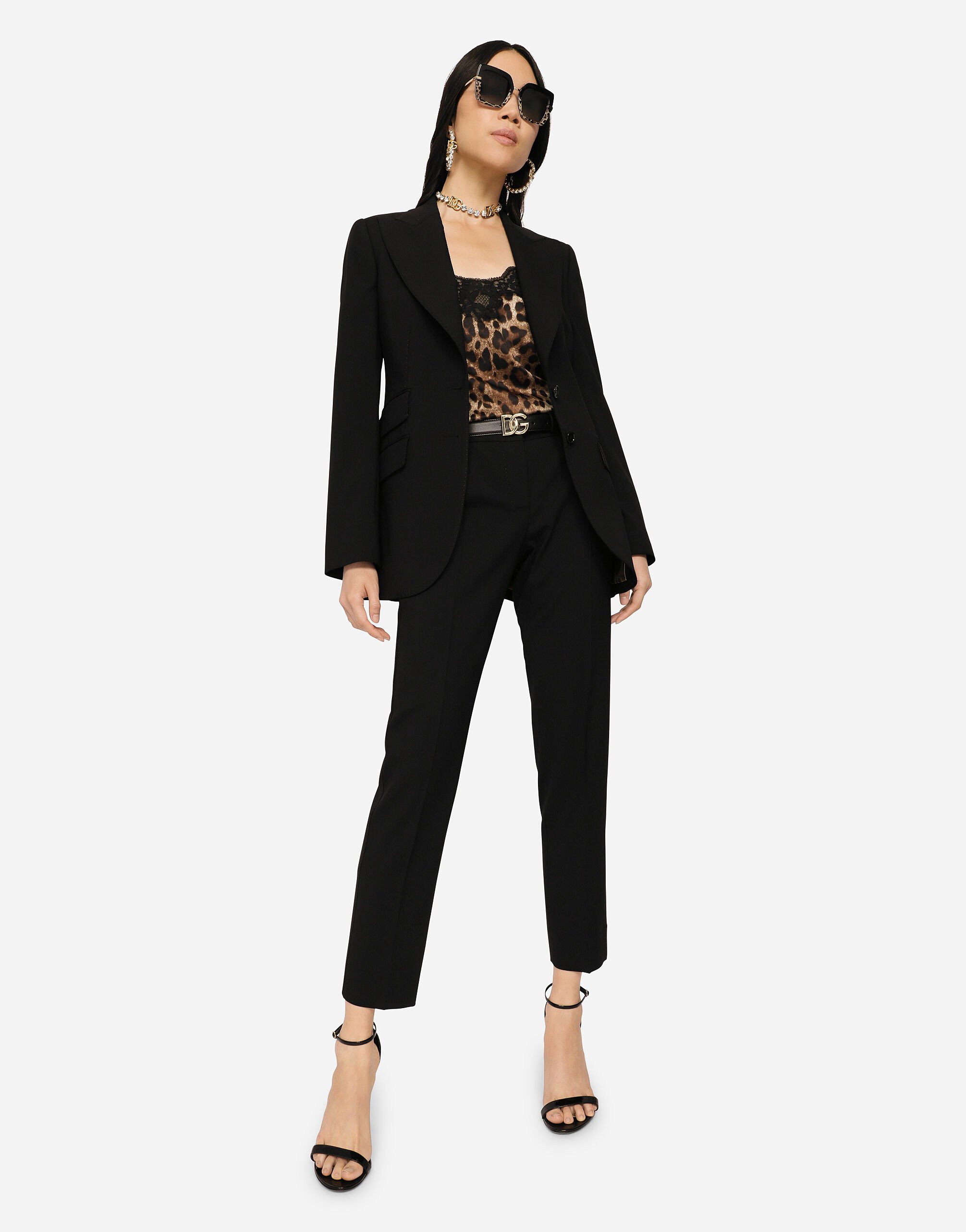 Single breasted woolen Turlington blazer in BLACK for Women