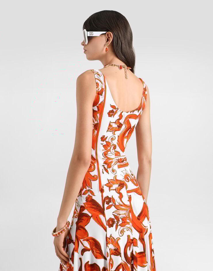 Dolce & Gabbana Majolica-print organzine long dress Multicolor F6DAOTFS8DS