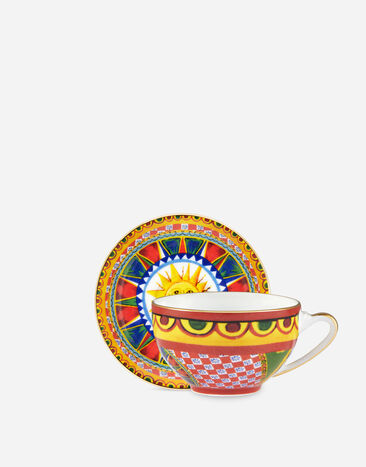 Dolce & Gabbana Taza de té con platillo de porcelana Multicolor TCCE15TCAEF