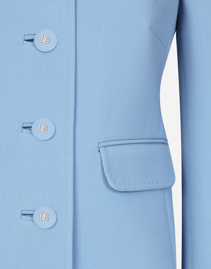 Dolce & Gabbana Single-breasted Gabbana wool crêpe jacket Azure F26P7TFU2L8