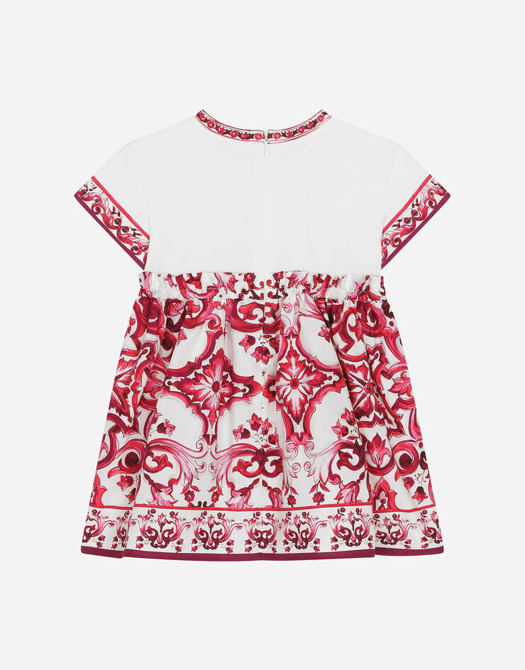Dolce & Gabbana Kleid aus Jersey und Popeline Majolika-Print Mehrfarbig L2JDZ1G7J7N