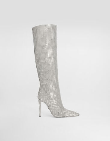 Dolce & Gabbana  Stiefel aus Satin und Thermostrass Grau CU1011AM778