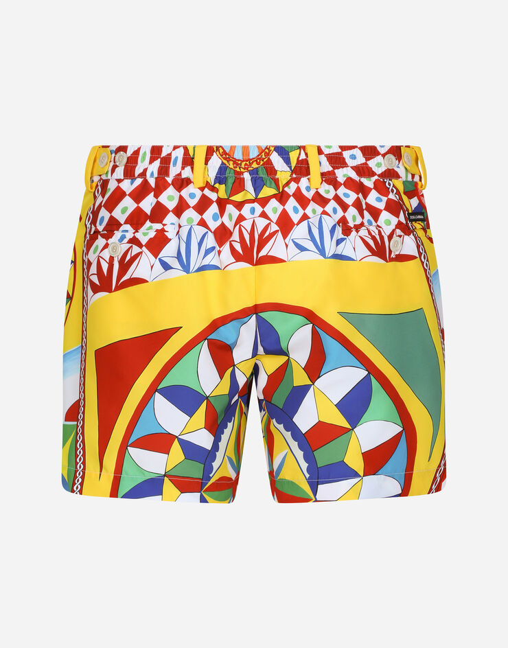 Dolce & Gabbana Short swim trunks with Carretto print Red M4E68TFHMTB