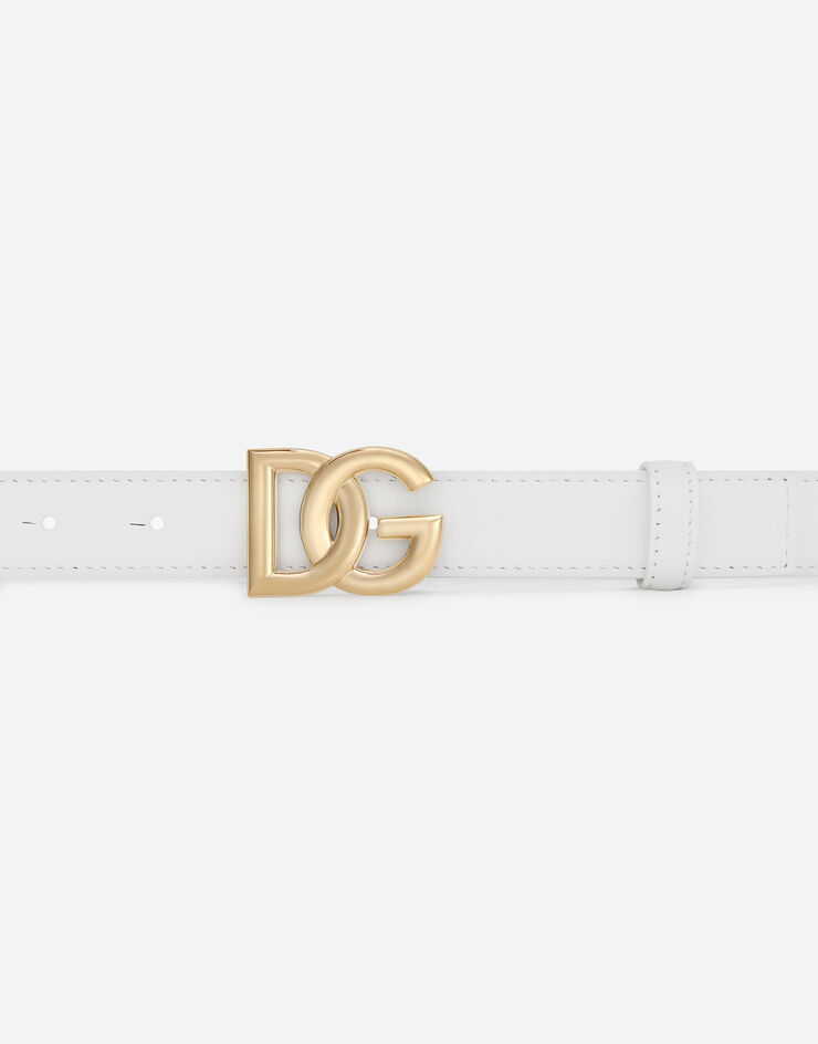 Dolce & Gabbana DG 徽标小牛皮腰带 白 BE1447AW576