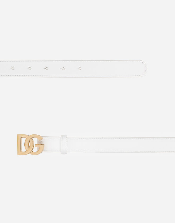 Dolce & Gabbana Cinturón en piel de becerro con logotipo DG Blanco BE1447AW576