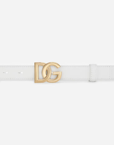 Dolce & Gabbana Calfskin belt with DG logo White BE1447AW576