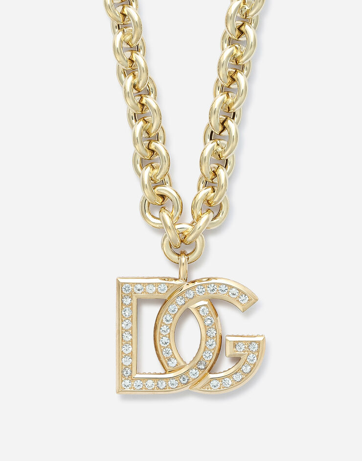 Dolce & Gabbana Logo necklace in yellow and white 18kt gold with colorless sapphires White and yellow gold WNMY1GWSAPW