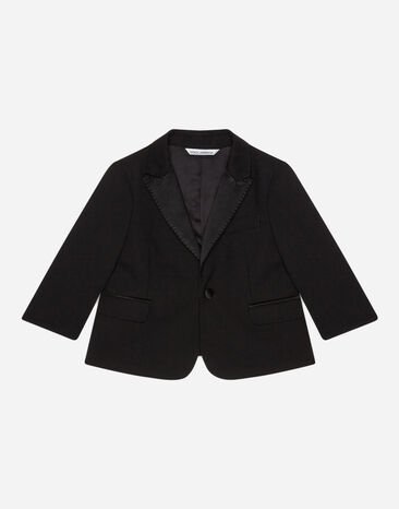 DolceGabbanaSpa Single-breasted tuxedo suit in stretch wool Black L1JPIGG7KU7