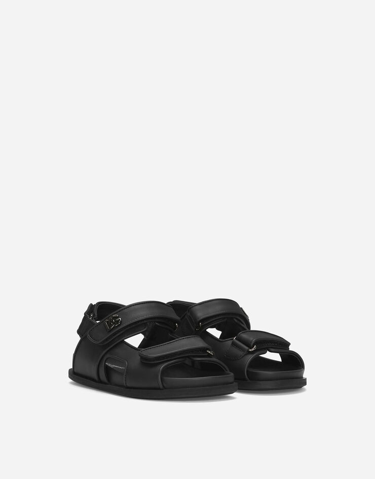 Dolce & Gabbana Calfskin sandals with metal DG logo Black DA5098A1293