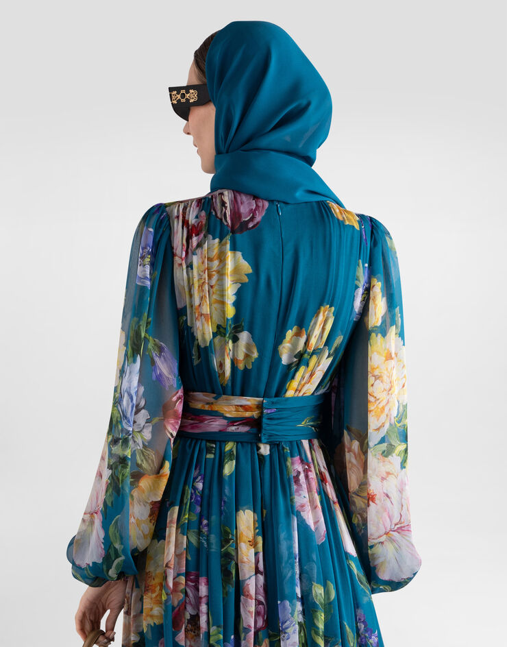 Dolce & Gabbana Peony-print chiffon dress Multicolor I6AF5ZIS11Q
