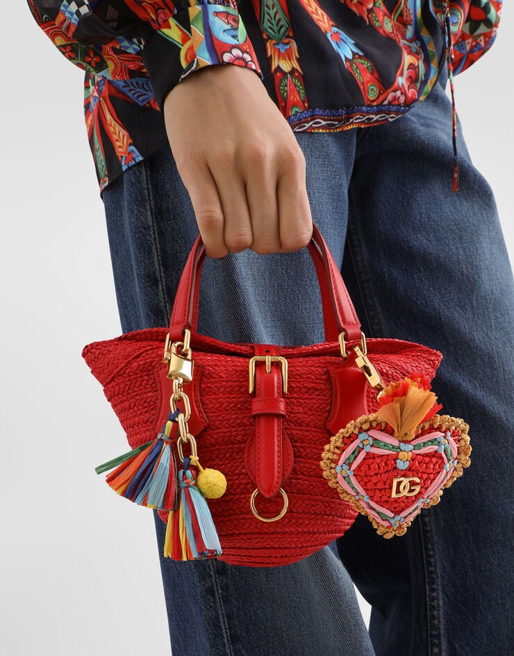 Dolce & Gabbana Schlüsselanhänger mit Raffia-Charm Multicolor BI3502A0712