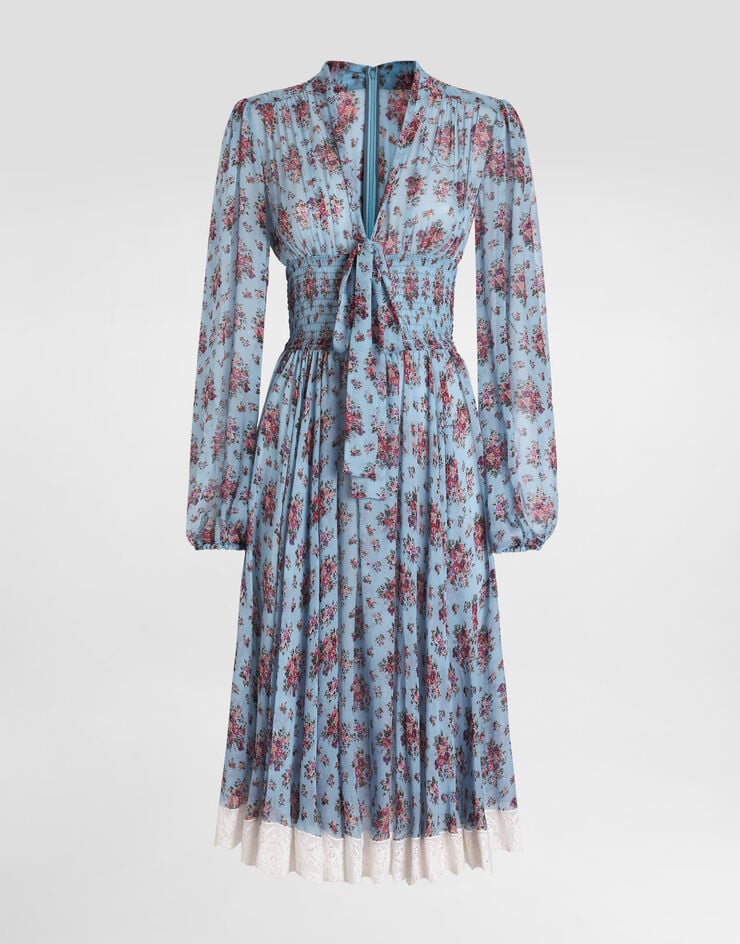 Dolce & Gabbana Small flower bouquets-print chiffon dress Multicolor F611ZTIS10F