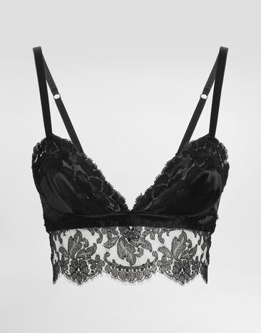 Dolce & Gabbana Satin and lace bralette top Pale Pink O1B12TON06G