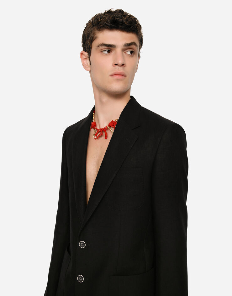 Dolce & Gabbana Chaqueta deconstruida de lino Negro G2RH5TFU4LF