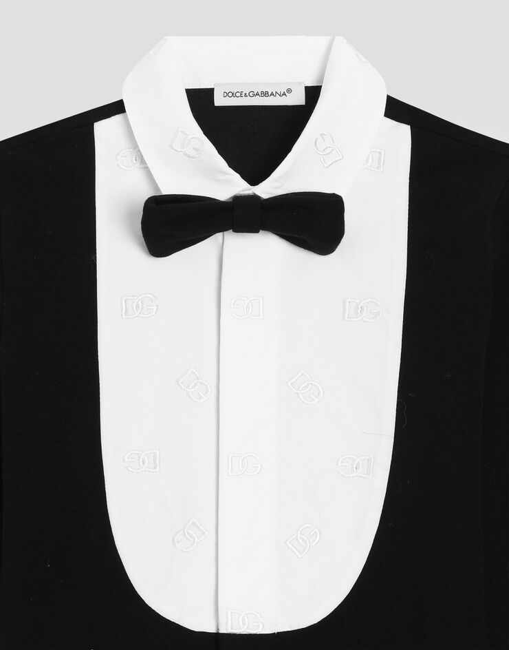 Dolce & Gabbana Interlock romper with embroidered bow tie Dolce & Gabbana Interlock romper with embroidered bow tie Multicolor L11O85G7P2A