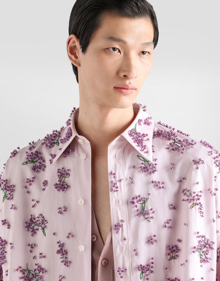 Dolce & Gabbana Cotton shirt with embroidery Multicolor G5PF9ZGK236