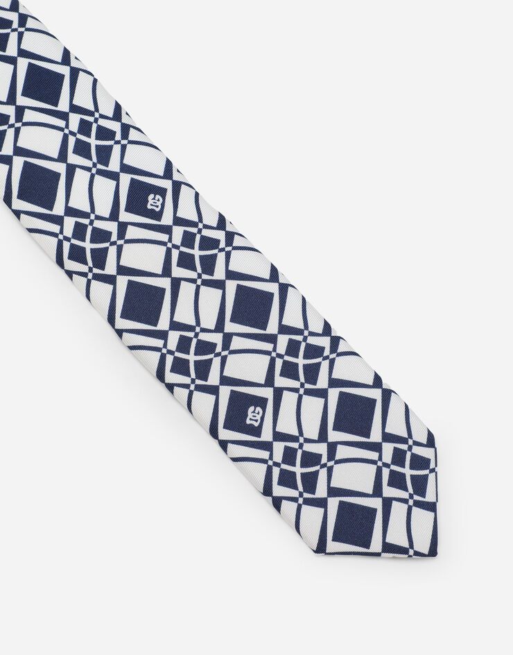 Dolce & Gabbana ربطة عنق تويل بطبعة أزرق GT149EG0WRS