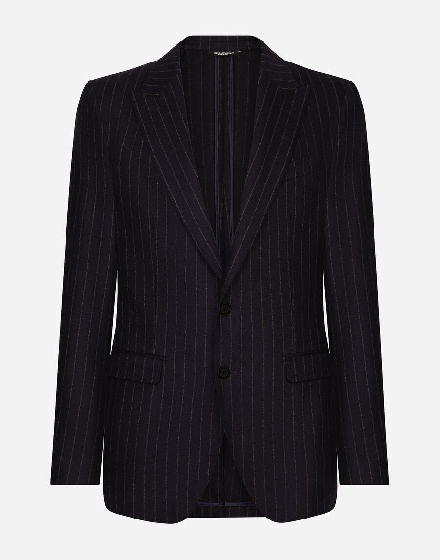 Single-breasted pinstripe flannel Taormina-fit jacket