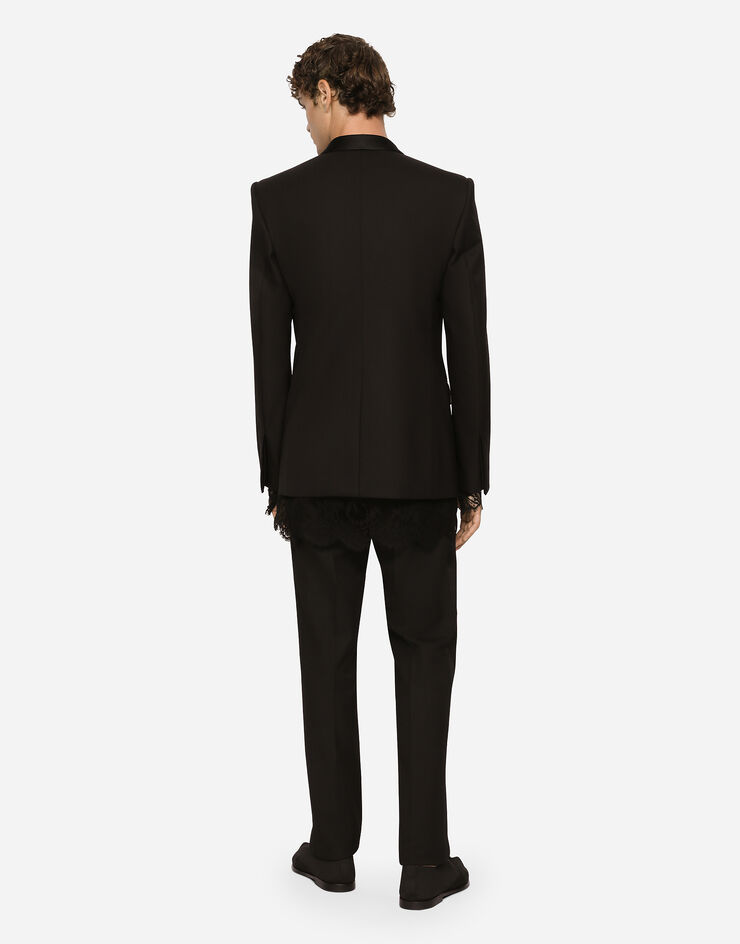 Dolce & Gabbana سروال توكسيدو محبوك من صوف مرن أسود GWZXMTFUBE7