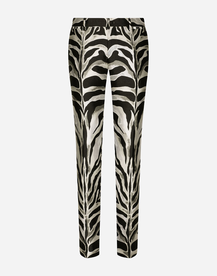 Lamé jacquard pants with zebra design in Multicolor for Men