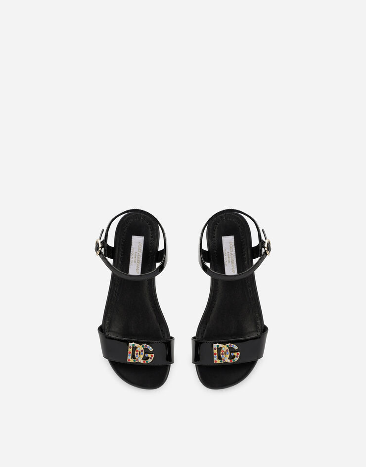 Dolce & Gabbana Босоножки из лакированной кожи с логотипом DG черный D11048A1153