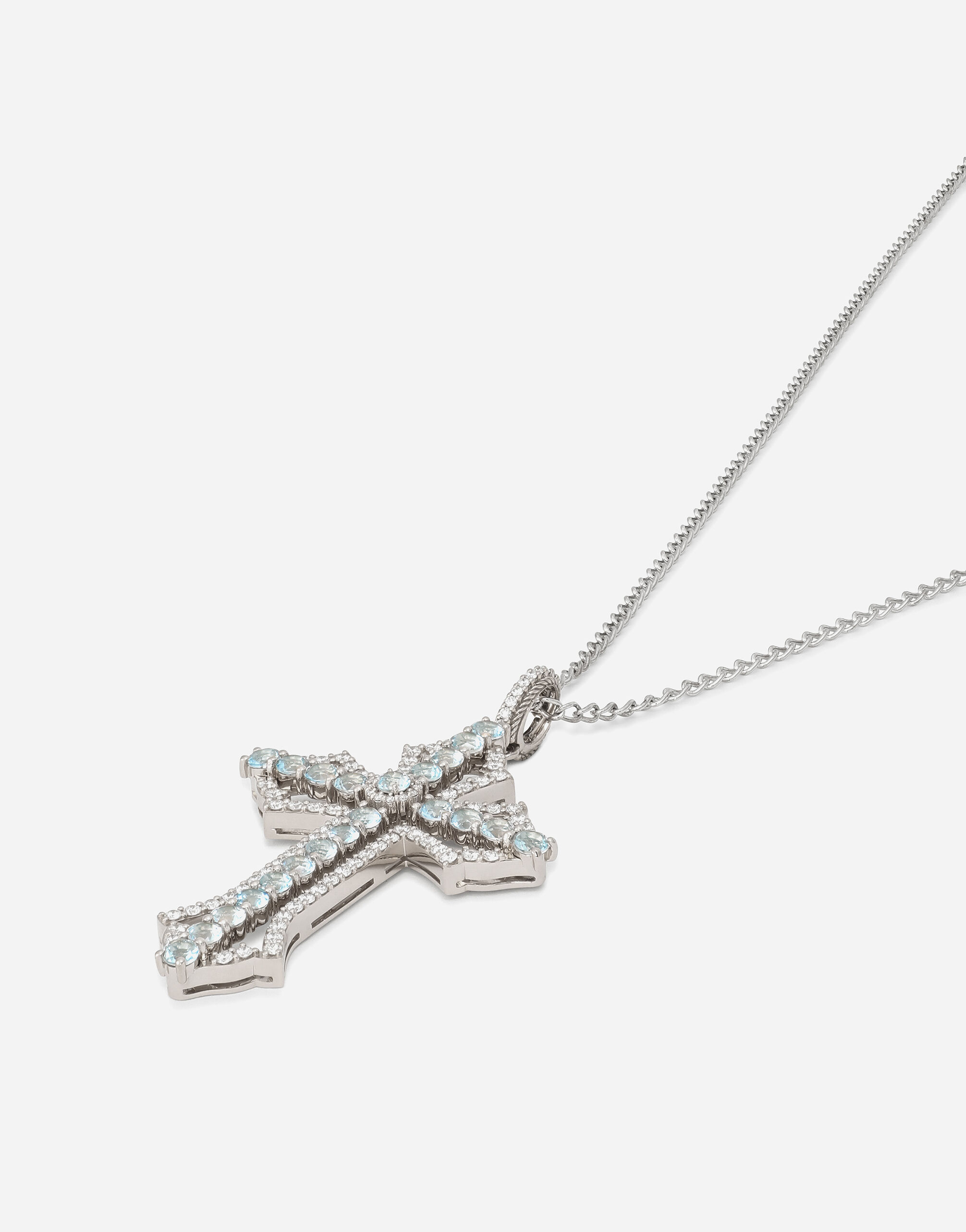 Tradition pendant in white gold 18kt with aquamarines and diamonds in White for Men Dolce Gabbana US
