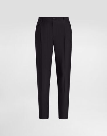 Dolce & Gabbana Silk and gabardine trousers Blue GV4EETFUTAX