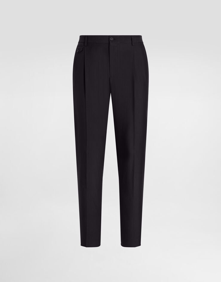 Dolce & Gabbana Silk and gabardine trousers Blue GV4EETFUTAX
