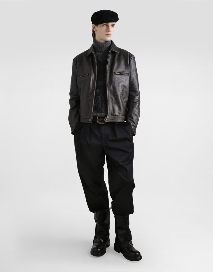 Dolce & Gabbana Wool turtleneck with embroidery Grey GXW63ZJDVC8
