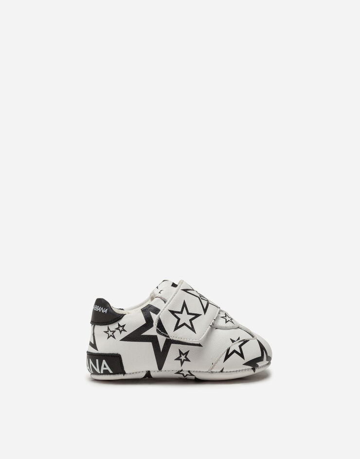 Dolce & Gabbana VELCRO SNEAKERS IN NAPPA LEATHER WITH STAR PRINT CREAM DK0111AU499