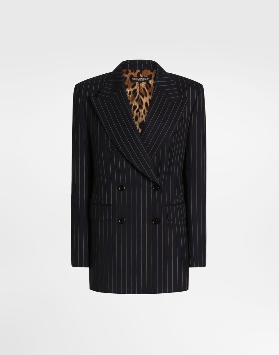 Linda double-breasted jacket in pinstripe wool
