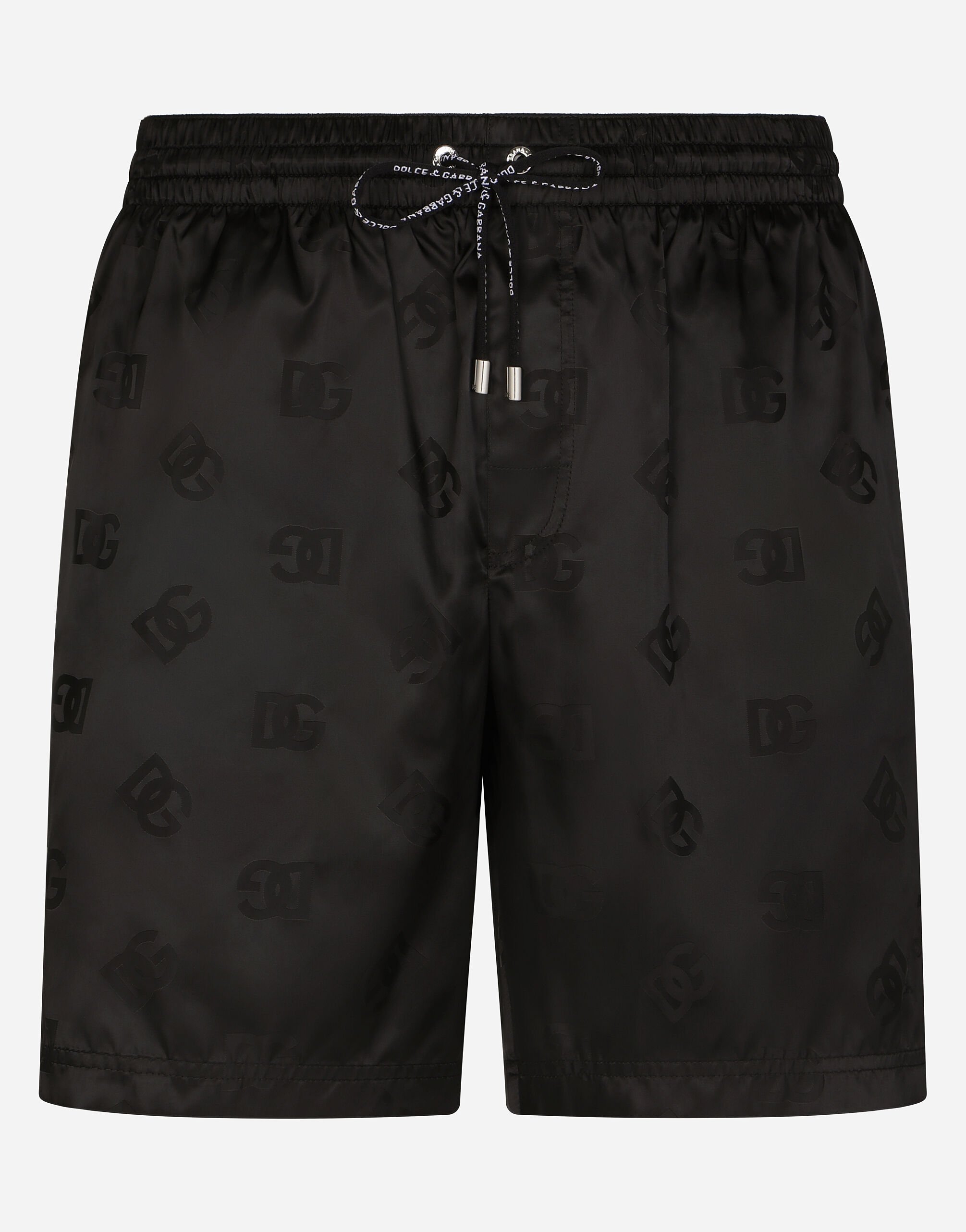 Dolce & Gabbana Mid-length jacquard swim trunks with DG Monogram Blue M4F27TFUSFW