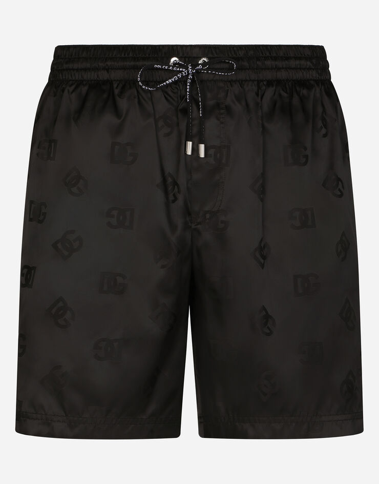 Dolce & Gabbana Boxer de bain mi-long en jacquard DG Monogram Noir M4A13TFJSCE