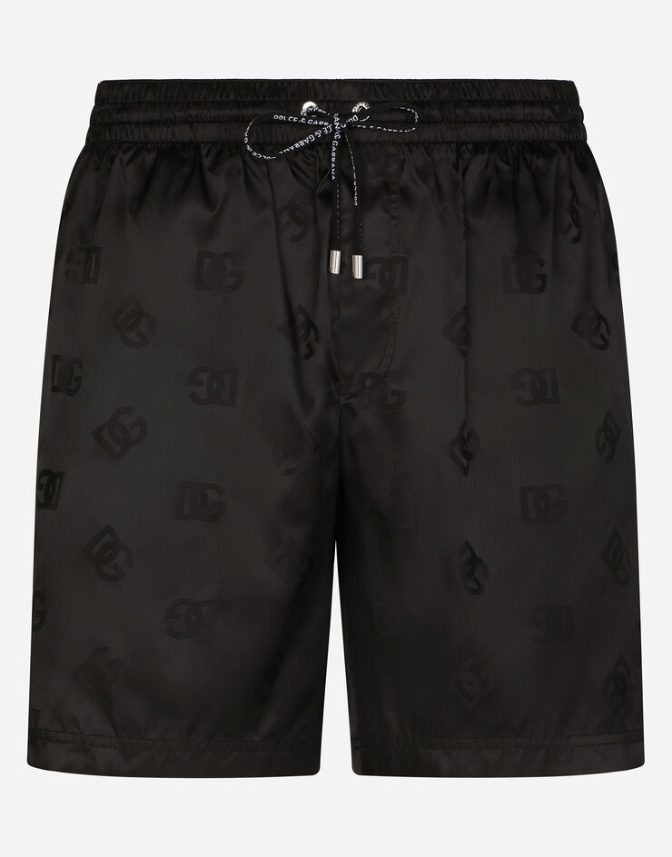 Dolce & Gabbana DG Monogram 提花中长款平角沙滩裤 黑 M4A13TFJSCE