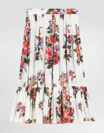 Dolce & Gabbana Flower bouquet-print poplin skirt Multicolor L55I53HS5UU