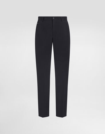 Dolce & Gabbana Stretch cotton pants with branded tag Blue GVB6ETFUFMJ